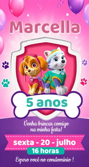 Invito di compleanno Paw Patrol – Statico – Fernando Martins