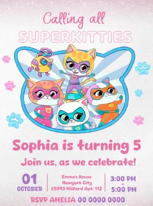 SuperKitties Birthday Invitation | Editable Digital Template
