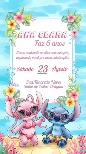 Invitación de cumpleaños Stitch – Estático – CollorGraph Convites