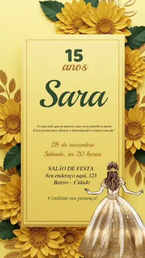 Quinceañera Invitation – Static – Convite digital - Edite você mesmo