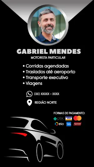 Cartão de Visita Motorista Particular Profissional para Editar