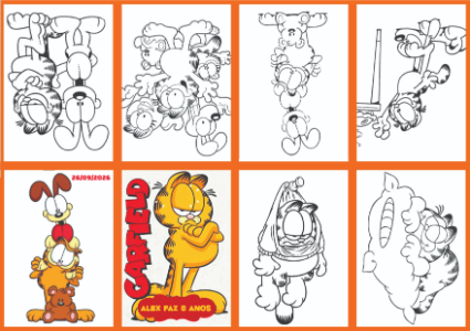 Livrinho de Colorir do Garfield Editável para Festa de Aniversário