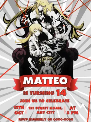 Monogatari Anime Birthday Invitation - Editable Digital Template