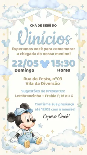 Invito baby shower – Statico – Convide aê!
