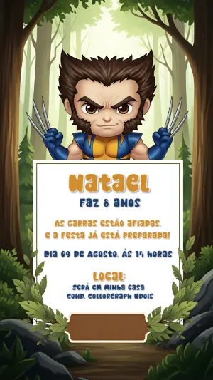Convite de Aniversário Wolverine X-Men para Editar Online