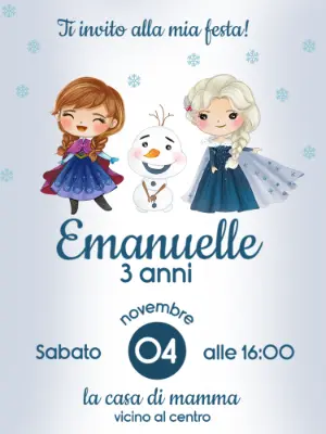 Invito Compleanno Frozen con Anna e Elsa da Modificare Online