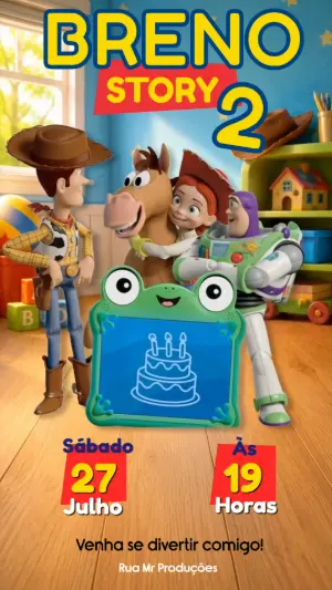 Convite Animado Aniversário Toy Story para Editar Online