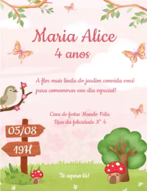 Invitación de cumpleaños Jardín encantado – Estático – Fernanda