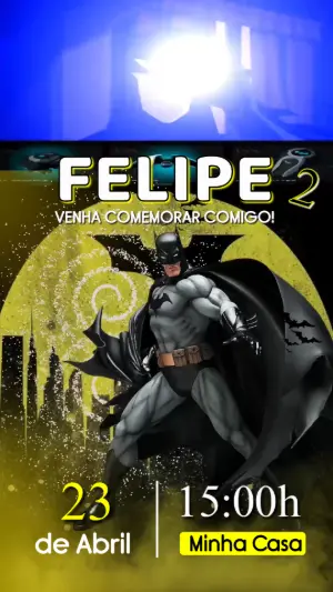 Convite Animado Aniversário Batman para Editar Online