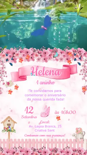 Convite Animado Aniversário Jardim Encantado das Fadas