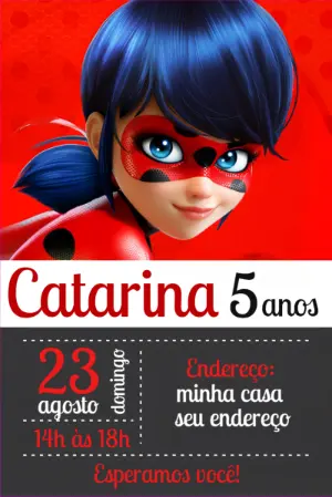 Convite de Aniversário Miraculous Ladybug para Editar Online