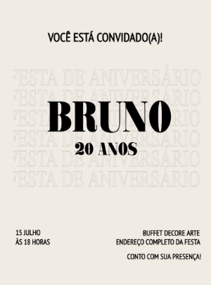 Convite de Aniversário Adulto Minimalista para Editar Online
