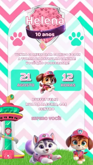 Invito di compleanno Paw Patrol – Statico – Felicity Artes