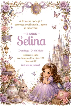 Invitación de cumpleaños Princesas – Estático – Érika Souza Studio