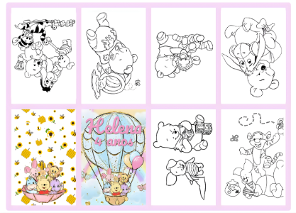 Mini Livro de Colorir Ursinho Pooh Baby Aniversário Infantil Editável