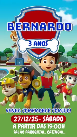 Invito di compleanno Paw Patrol – Statico – Camila Rosa