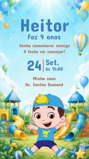 Convite de Aniversário Luccas Neto no Parque | Modelo Editável