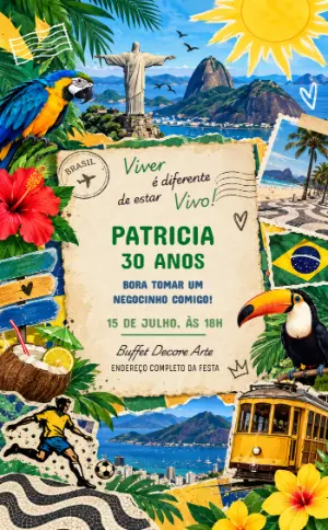Convite de Aniversário Brasilidades para editar online
