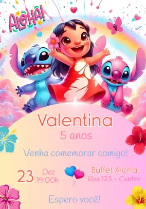 Invitación de cumpleaños Stitch – Estático – Convites e Artes Digitais