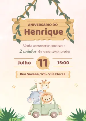 Safari Birthday Invitation – Static – Julia Bardini