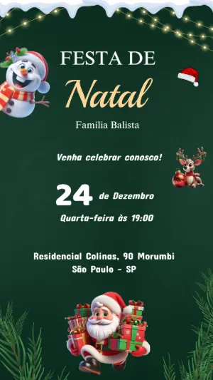 Convite de Natal com Personagens Divertidos para Editar Online