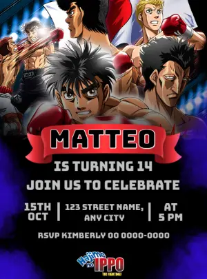 Action-Packed Anime Boxing Birthday Invitation to Edit Online