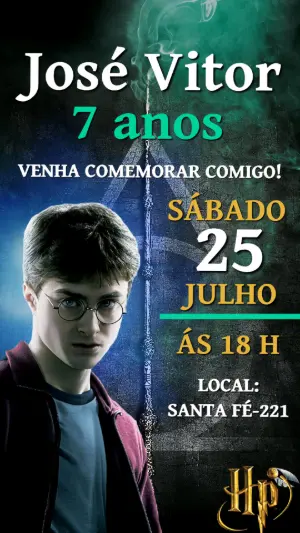 Convite de Aniversário Harry Potter Mágico para Editar Online