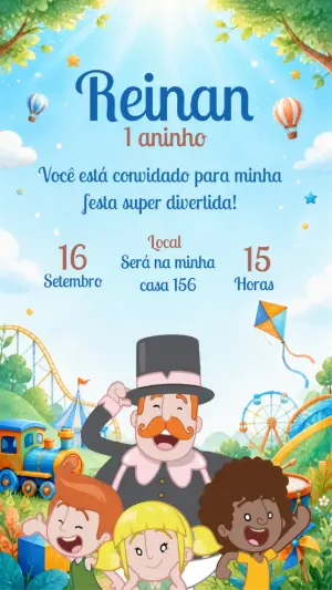 Convite Digital de Aniversário Mundo Bita Editável