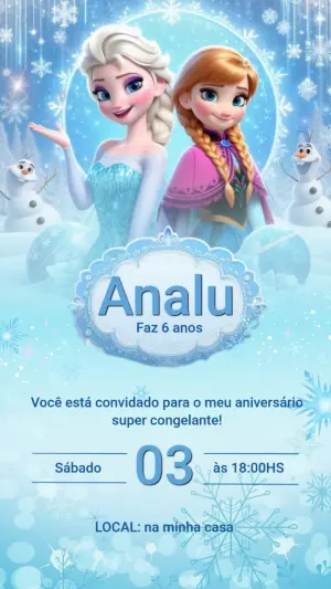 Convite de Aniversário Frozen Congelante para Editar Online