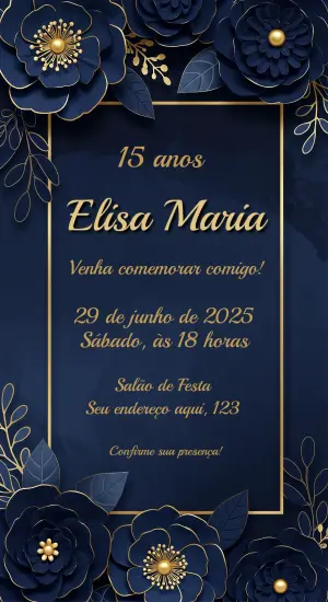 15岁生日邀请函 – 静态 – Convite digital - Edite você mesmo