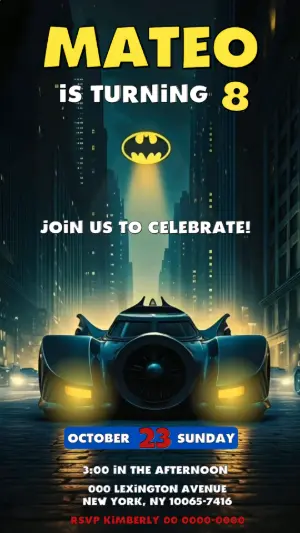 Animated Batman Birthday Video Invitation to Edit