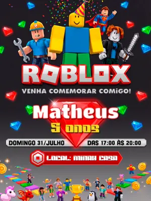Invitación de cumpleaños Roblox – Estático – Alegria no ar