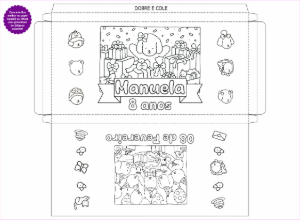 Caixa Chocolate Aniversário para Colorir Editável Online