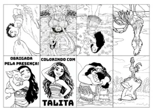 Lembrancinha Moana Livro de Colorir para Editar Online