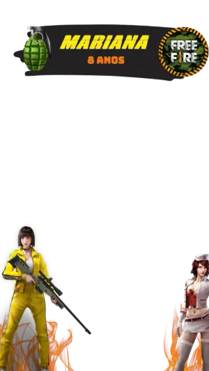 Moldura de Aniversário Free Fire com Personagens para Editar