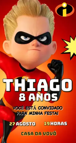Convite de Aniversário Os Incríveis Flecha para Editar