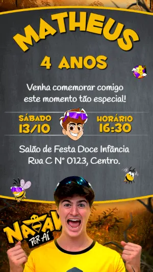 Convite de Aniversário Natan por Aí para Editar Online