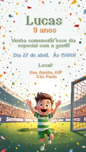 Soccer Birthday Invitation – Static – Convites Digitais Exclusivos