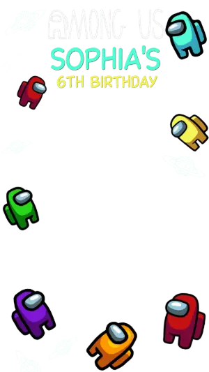 Among Us Birthday Photo Frame Template, Editable for Parties