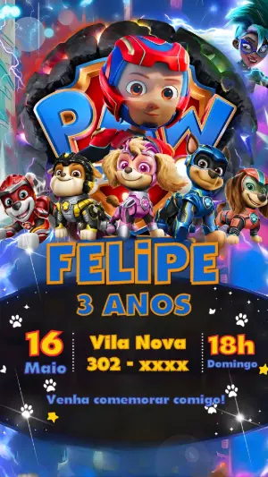 Invito di compleanno Paw Patrol – Statico – Color Art Studio