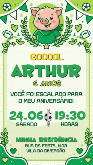 Soccer Birthday Invitation – Static – Convide aê!