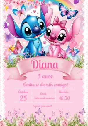 Invitación de cumpleaños Stitch – Estático – Mundo dos convites 