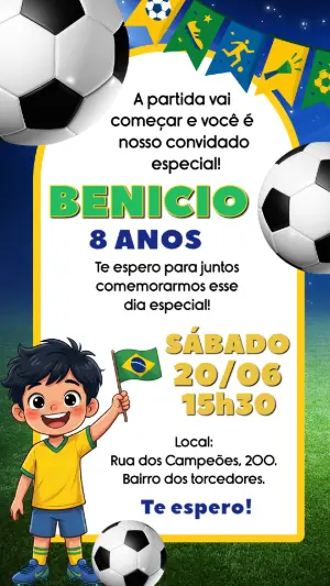 Soccer Birthday Invitation – Static – Gley Leobas