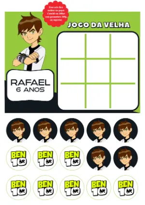 Jogo da Velha Ben 10 para Aniversário para Editar Online
