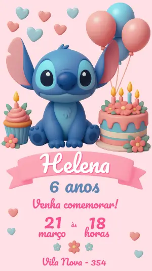 Stitch Birthday Invitation – Static – Color Art Studio