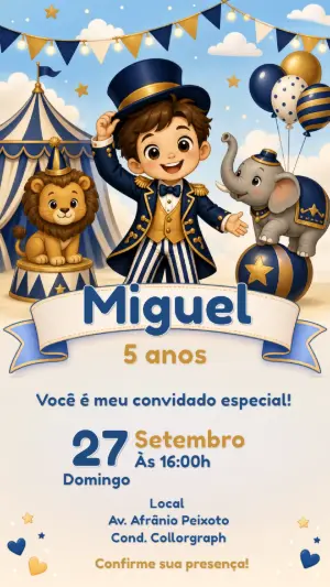 Invitation d'anniversaire Cirque – Statique – CollorGraph EDITOR