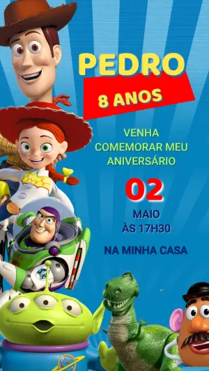 Convite de Aniversário Toy Story para Editar Online