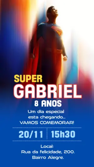 Convite de Aniversário Superman para Editar Online
