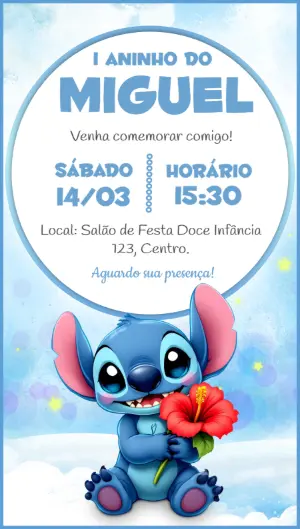 Invitación de cumpleaños Stitch – Estático – Idesign Personalizados