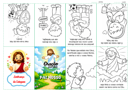 Lembrancinha Pai Nosso para Colorir: Livrinho de Catequese Editável